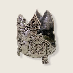 Carson Pewter 1999 Snowmen Large Candle Holder